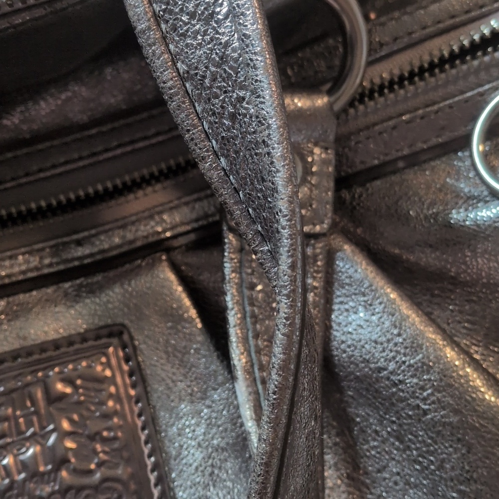 Coach Poppy Mettalic Silver Glam Tote - Picture 11 of 12